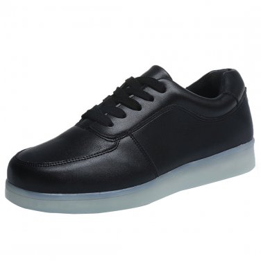 OASAP Deluxe Rechargeable LED Light-Up Lace Up Flat Sneakers,OP93785,Black,EURO42/US8.5/UK7