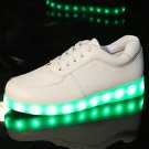 OASAP Deluxe Rechargeable LED Light-Up Lace Up Flat Sneakers,OP93785,White,EURO36/US5.5/UK3.5