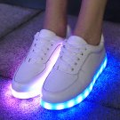 OASAP Deluxe Rechargeable LED Light-Up Lace Up Flat Sneakers,OP93785,White,EURO37/US6/UK4