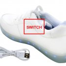 OASAP Deluxe Rechargeable LED Light-Up Lace Up Flat Sneakers,OP93785,White,EURO40/US7.5/UK6