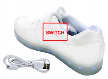 OASAP Deluxe Rechargeable LED Light-Up Lace Up Flat Sneakers,OP93785,White,EURO40/US7.5/UK6