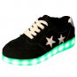 Women's Fashion Pentagram Print Rechargeable LED Light-Up Sneakers,OP97887,Black,EURO35/US5/UK3