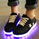 Women's Fashion Pentagram Print Rechargeable LED Light-Up Sneakers,OP97887,Black,EURO37/US6/UK4