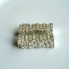 10MM Silver Tone and Clear Rhinestone Squaredelle Spacer Beads