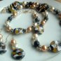 Handcrafted, Artisan Jewelry Abstract Frappe 2-Necklace/Bracelet/Earring Set