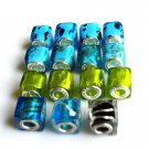 Lot of 15 Glass Euro Beads Multicolored Rectangular Shaped