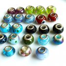 Lot of 23 Glass and Acrylic Euro Beads Multicolored Rondelle Shaped