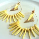 Handcrafted, Artisan Jewelry Spiked Lemon Gold Hoop Earrings