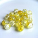 12MM Half Yellow/Half Clear Glass Crackle Beads