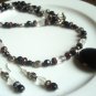 Handcrafted, Artisan Jewelry Black Cherry Swirl Necklace and Earrings Set