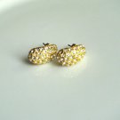 Vintage Rhinestone Encrusted Goldtone Elliptical Arc Shaped Earrings