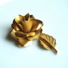 Vintage Brushed Goldtone Rose Brooch/Pin