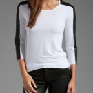NWT Bailey 44 Anthropologie Nordstrom Solid Couplet Faux Leather Tee S $145