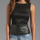 NWT Bailey 44 Anthropologie Saks Tech Support Faux Leather Peplum Top S $196