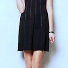 NWT Anthropologie Bailey 44 Navy Mandana Faux Leather Piping Dress S $218