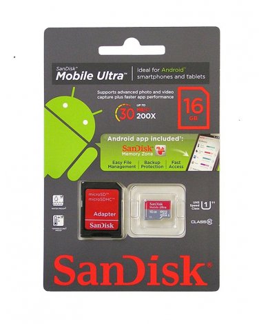 Sandisk micro SDHC ultra 16GB class 10 galaxy s2 S3 S4 note 3 SDSDQUA-016G-U46A