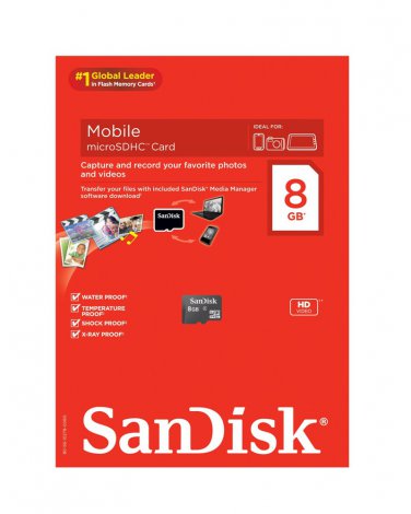 Sandisk micro SD SDHC CLASS4 8GB camera galaxy s2 s3 s4 note 2 phones adapter