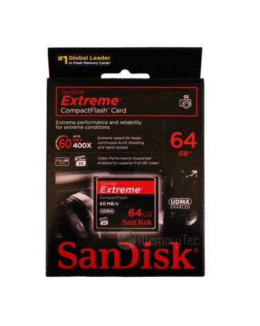 Sandisk CF Extreme iii 64GB 60mb/s canon 7d 5d nikon d90 d70 d200 d700 camcorder
