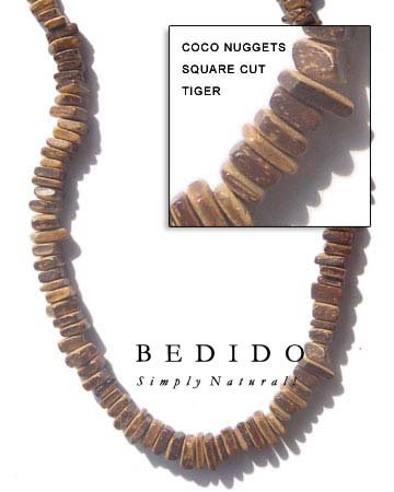 Coco Tiger Nuggets Square Cut 6x6mm - 18 inches length necklace. You may also request for a longer s