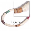 4-5 mm White Shell With Green, Brown, Pink Hammershell Bracelet