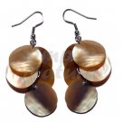Dangling 5 Pcs. Round 15mm Brownlip Shell Earrings