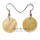 Dangling 35mm Round MOP Shell Earrings