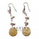 Dangling 20mm Round MOP W/ Beads & White Rose Shell Earrings