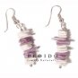 Dangling White Rose W/ Dyed Lilac White Rose Accent Shell Earrings
