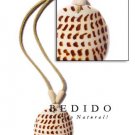 Leather Thong with Round Cunos Shell Pendant with white Bone Necklace - 18 inches length necklace. Y