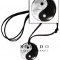 40mm Round Yin Yang Blacktab & Hammershell Pendant W/ Resin Backing On Adjustable Leather Thong