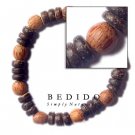 Elastic 7-8mm Coco Pokalet W/ Palmwood Beads Braacelets