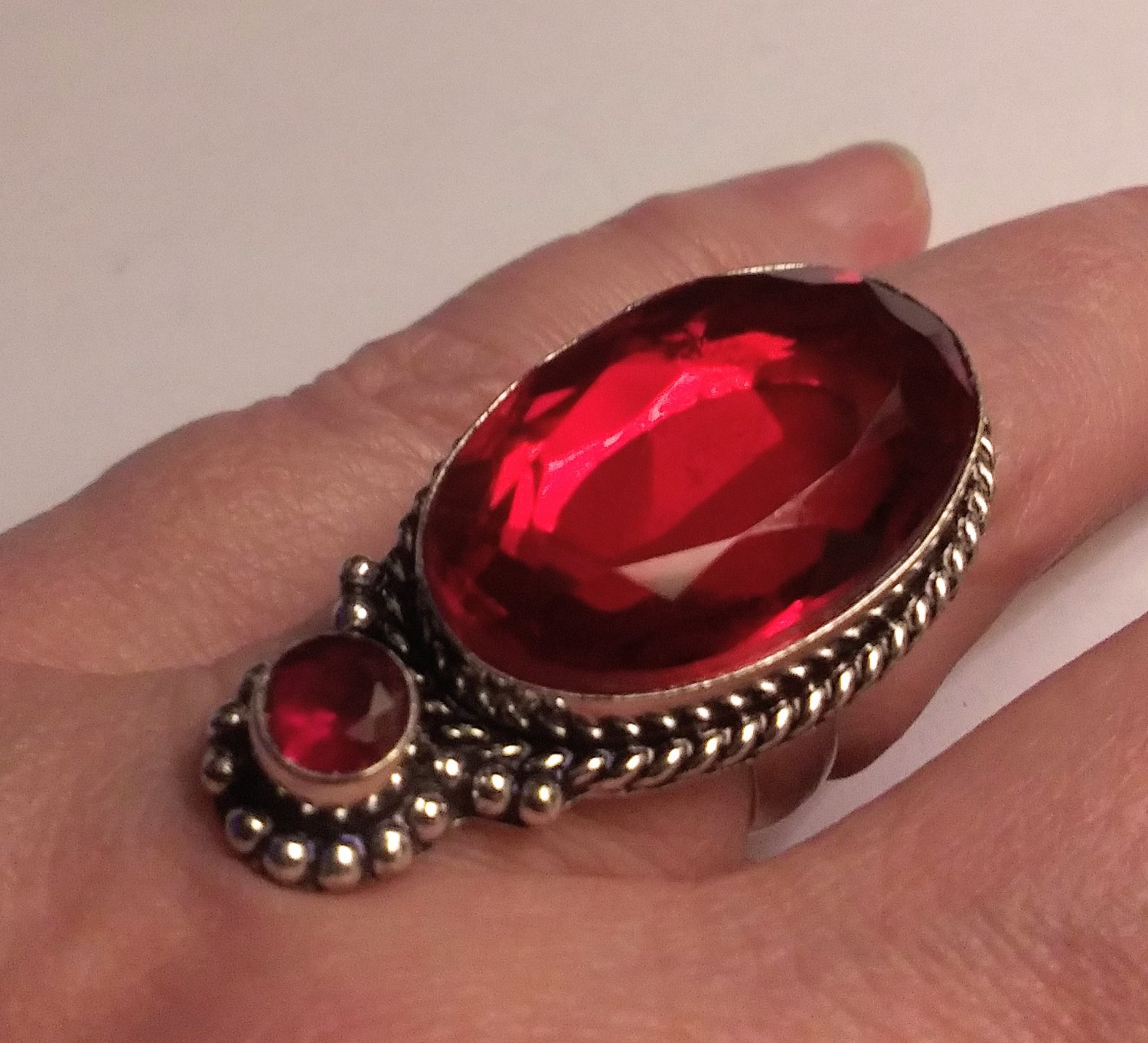Unique 925 Sterling Silver Garnet Ring