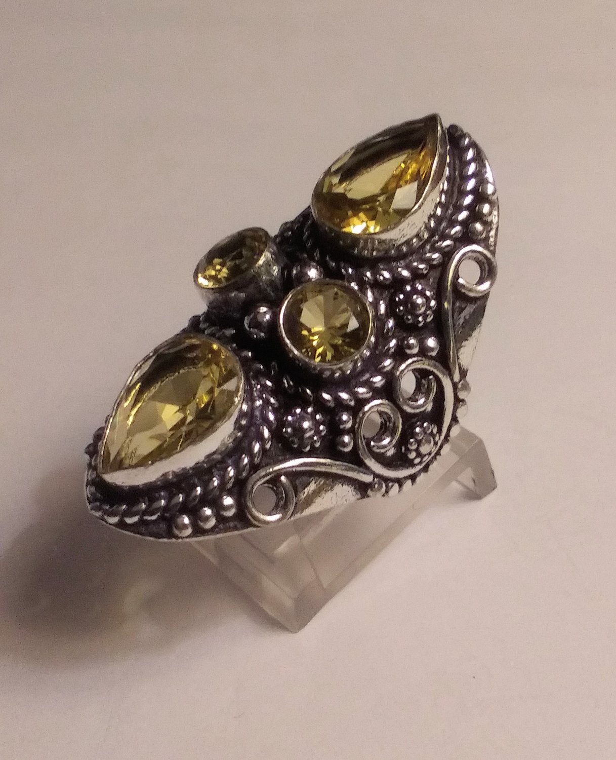 Unique 925 Sterling Silver Citrine Ring