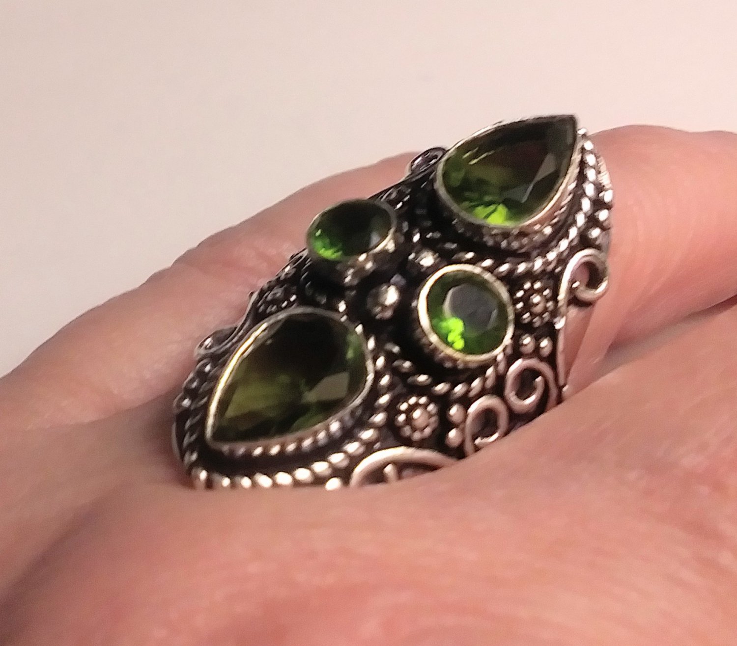 Unique 925 Sterling Silver Peridot Ring