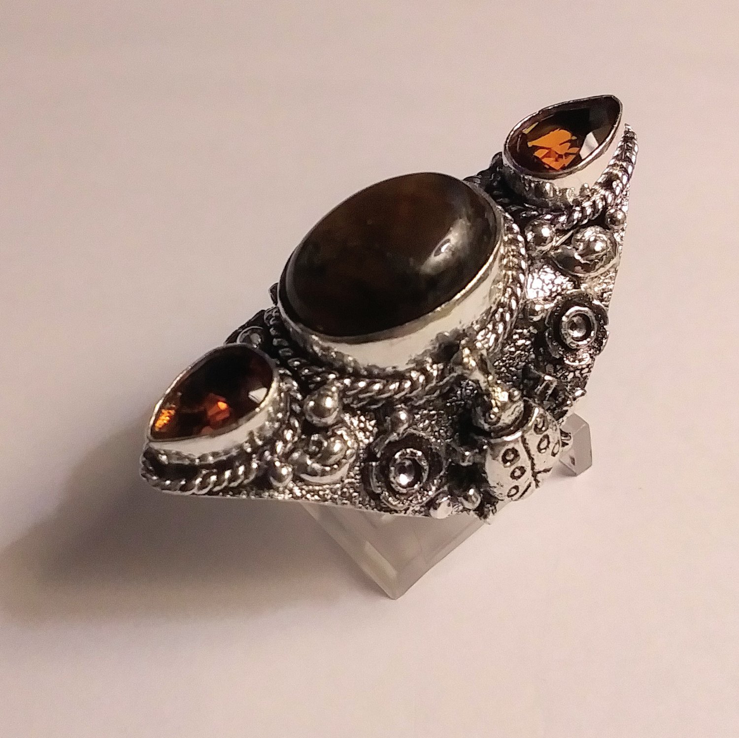 Unique 925 Sterling Silver Tiger Eye Citrine Ring
