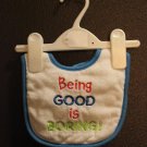 Boy Sz 0/9m Bib "Being Good is Boring"