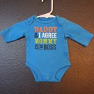 Boy Sz Newborn Carters "Daddy I Agree Mommy is the Boss" Onesie Top