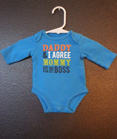 Boy Sz Newborn Carters "Daddy I Agree Mommy is the Boss" Onesie Top