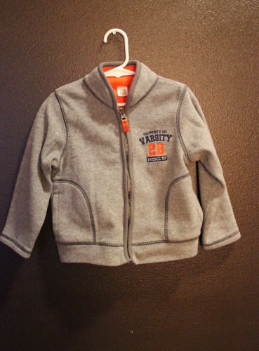 Boy Sz 3T Carters Grey Fleece Long Sleeve Zip Up Sweater