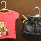 Girl Size 12/18m 2-pc Zebra Top & Blue Jean Skirt by Carters & Old Navy