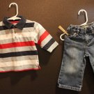 Boy Sz 12/18m 2-pc Set Long Sleeve Collar Shirt & Blue Jeans by Arizona & Old Navy