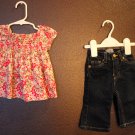 Girl 6/9m 2-pc GAP Flower Top & the Childrens Place Jeans Collection