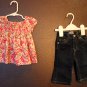 Girl 6/9m 2-pc GAP Flower Top & the Childrens Place Jeans Collection