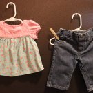 Girl Sz 9m 2-Pc Top & Blue Jean Set by Genuine Kids by Oshkosh & Cherokee