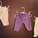 Girl Sz 6/9m 3-pc Green & Purple Flower Tight Set