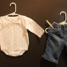 Girl Sz 3/6m 2-pc Blue Jean & Long Sleeve Onesie Top by The Childrens Place & Just One Year