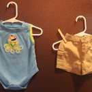 Boy Sz 0/3m 2-Pc Tank Top Summer Onesie & Khaki Shorts by George & Faded Glory