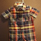 Boy Sz 3/6m GAP Plaid One Piece Playsuit Outfit