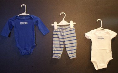 Boy Sz 6m Carters 3-pc Set Onesies & Pant Collection