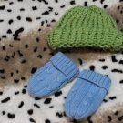 Boy Sz 0/6m Cap & Mitten Knitted Set